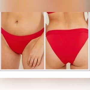 NWT Andie Swim The Banded Cheeky Bikini Bottom Stretch Cherry Red